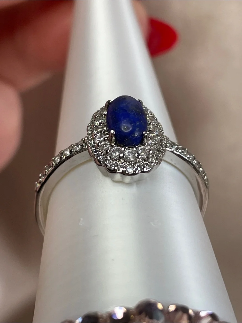 Bomb Party Genuine Lapis on Rhodium Size 10